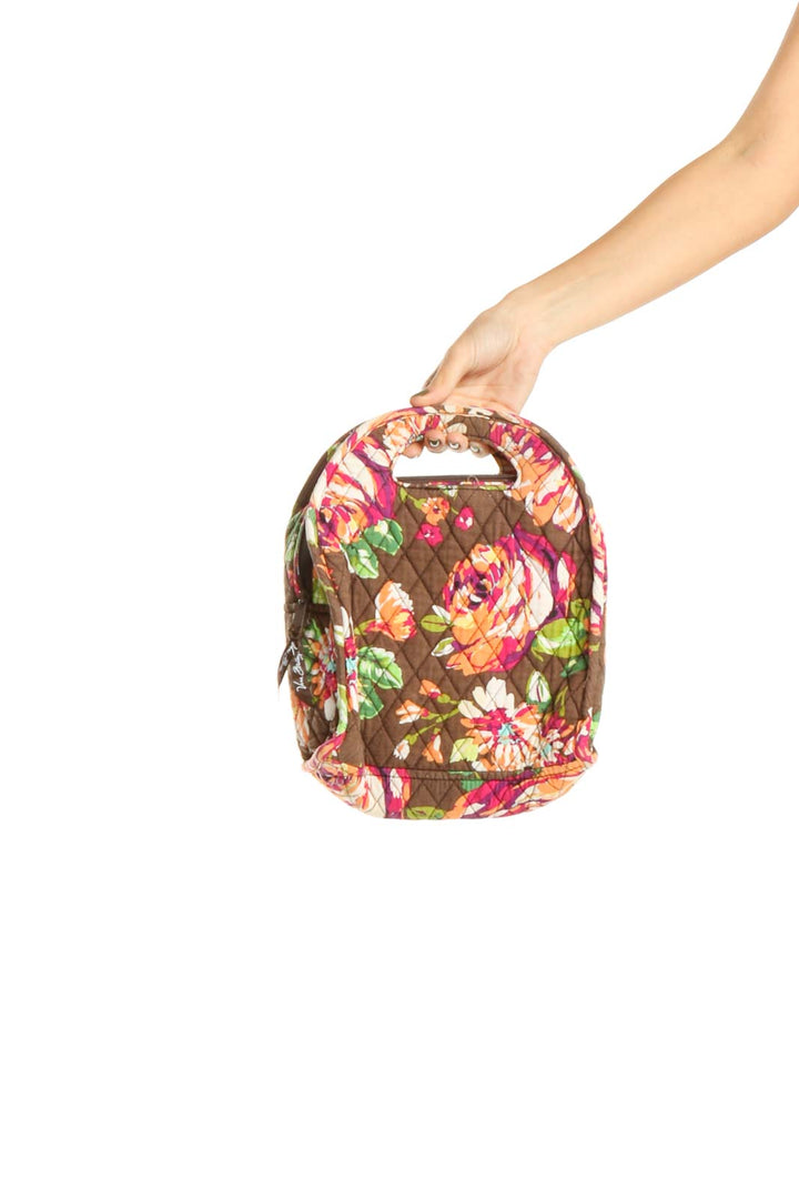 Brown Floral Print Lunch Bag