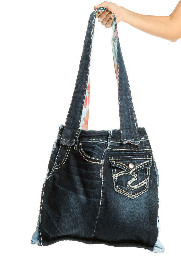 Reworked: Denim Tote Bag with Side Pockets from Donated Denim