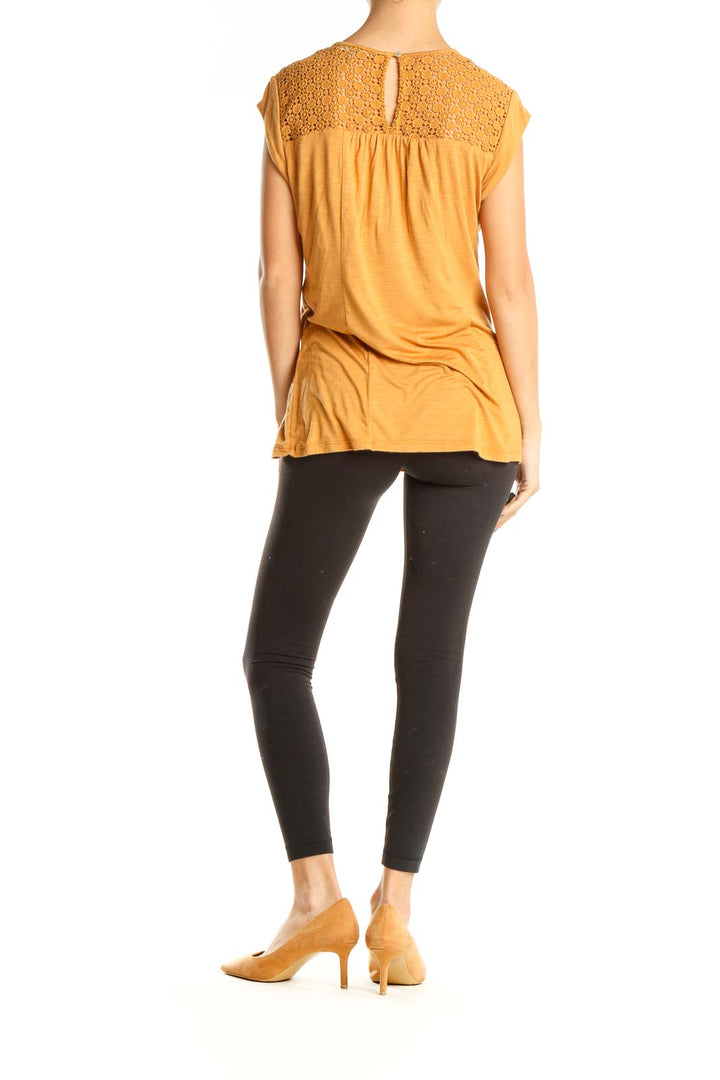 Orange Eyelet Casual Top