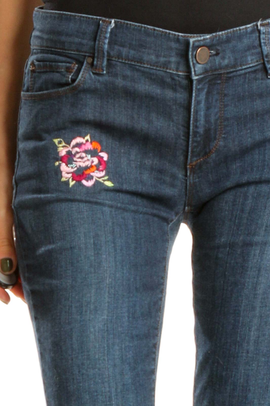 Reworked: Hand Embroidered Denim with Flower Detail