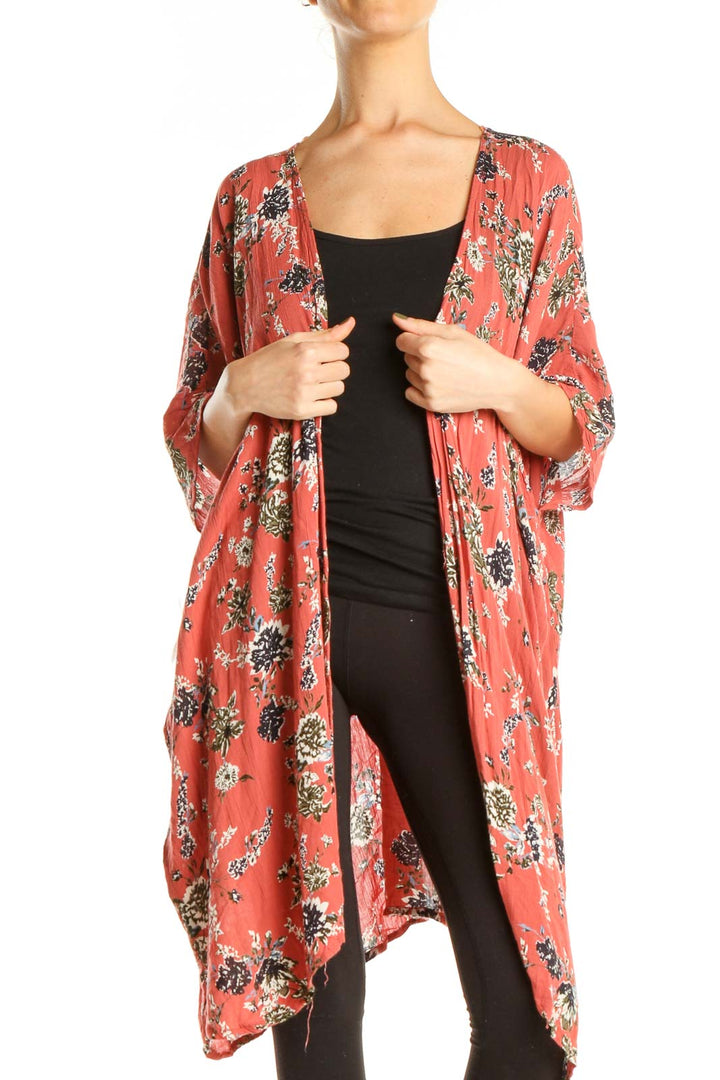 Red Floral Print Shawl