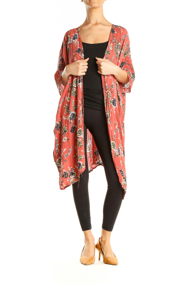 Red Floral Print Shawl