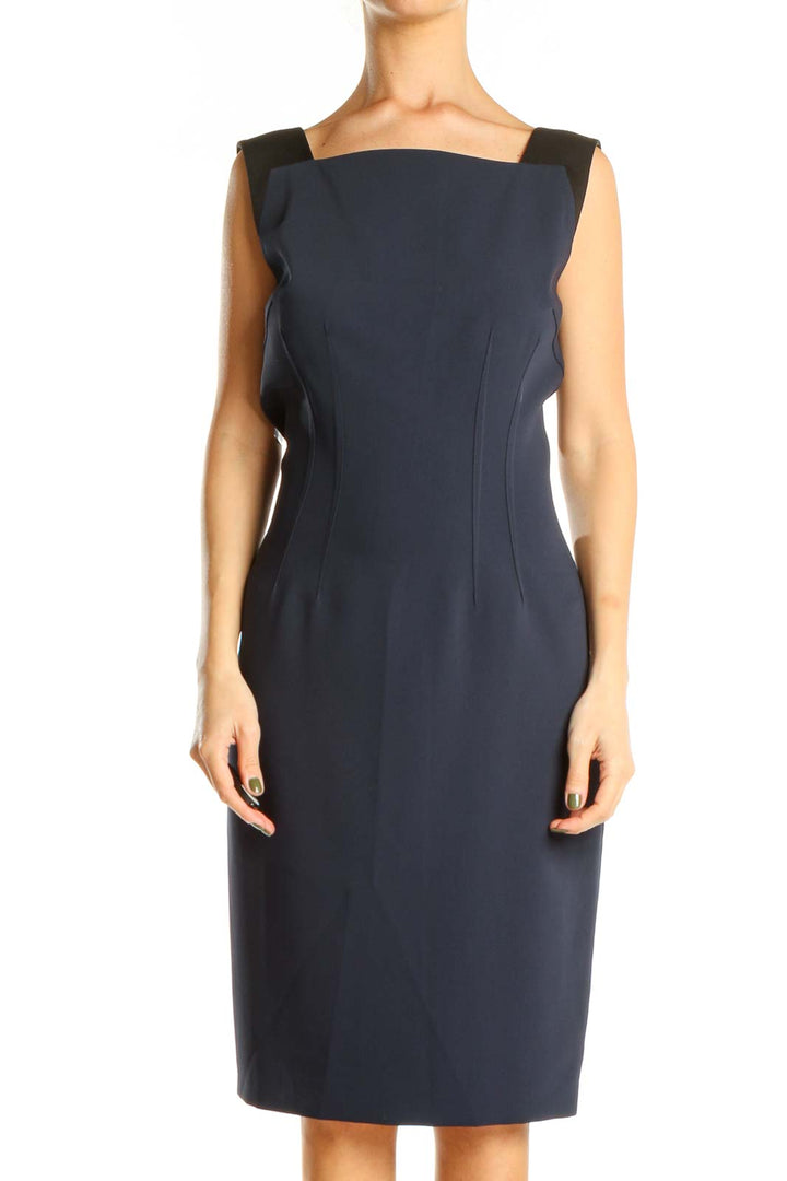 Blue Classic Sheath Dress