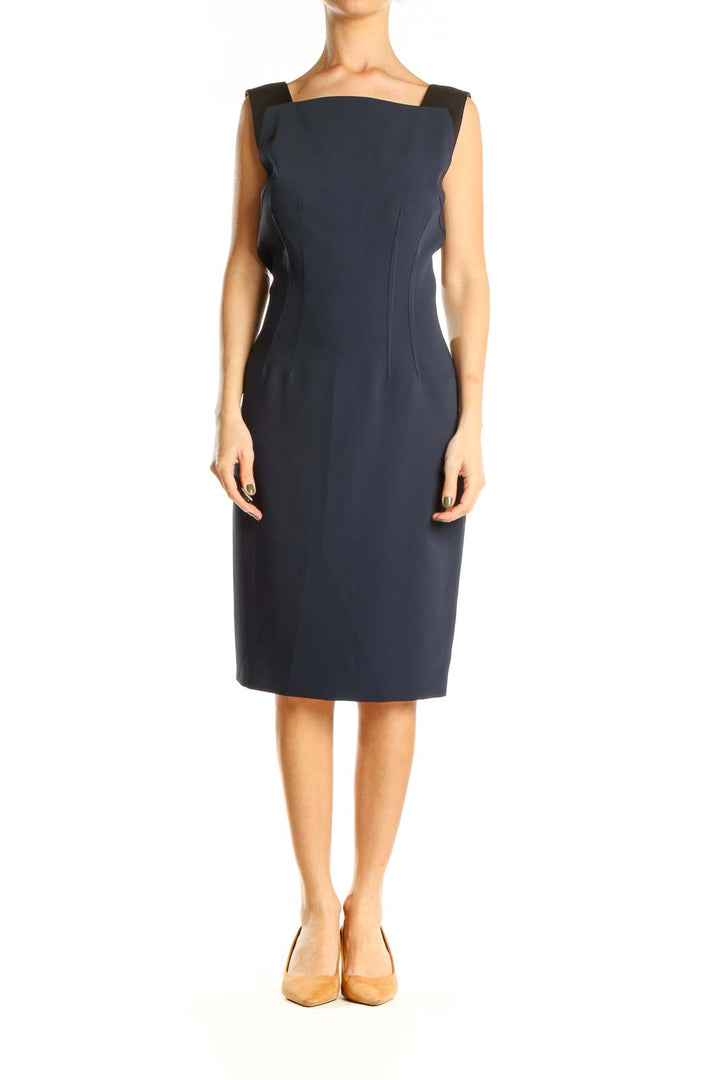 Blue Classic Sheath Dress