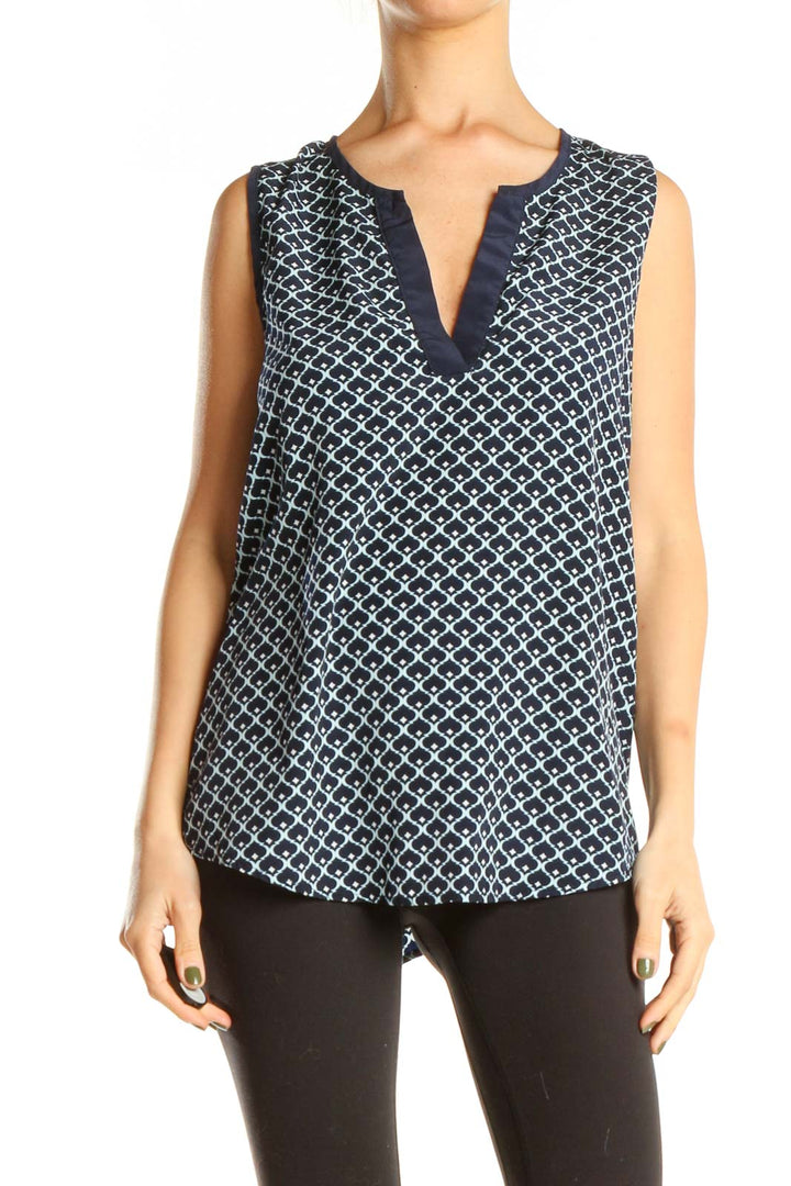 Blue Geometric Print Blouse