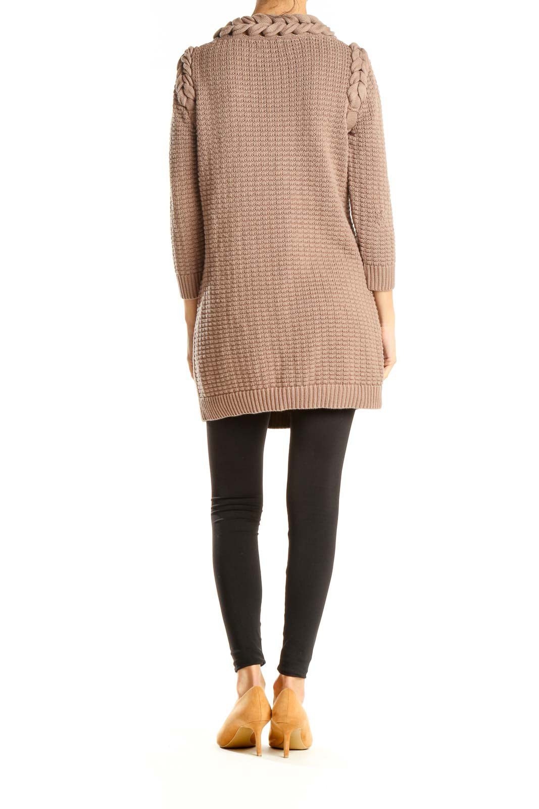 Beige Knitted All Day Wear Sweater