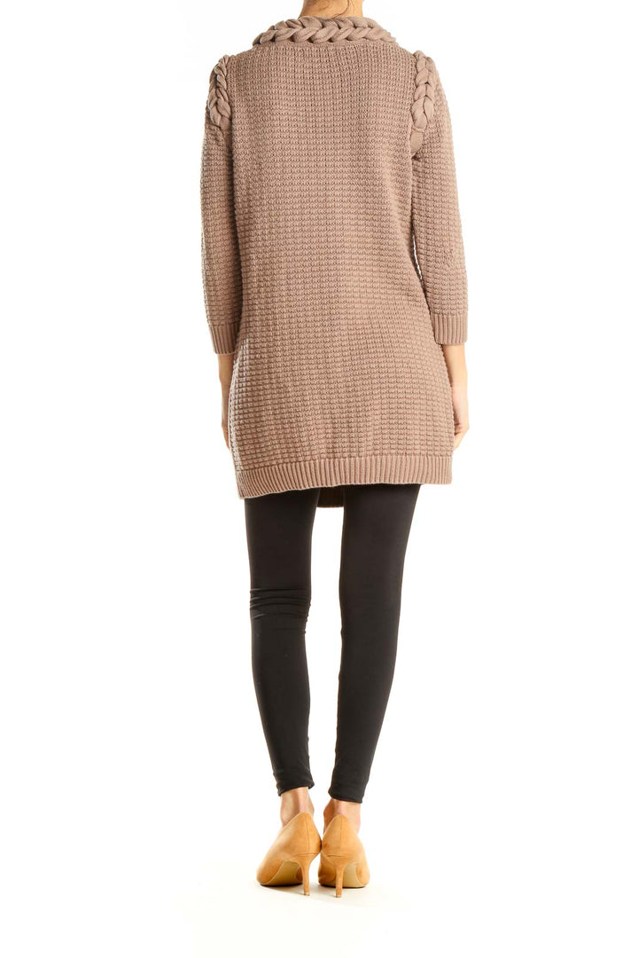 Beige Knitted All Day Wear Sweater