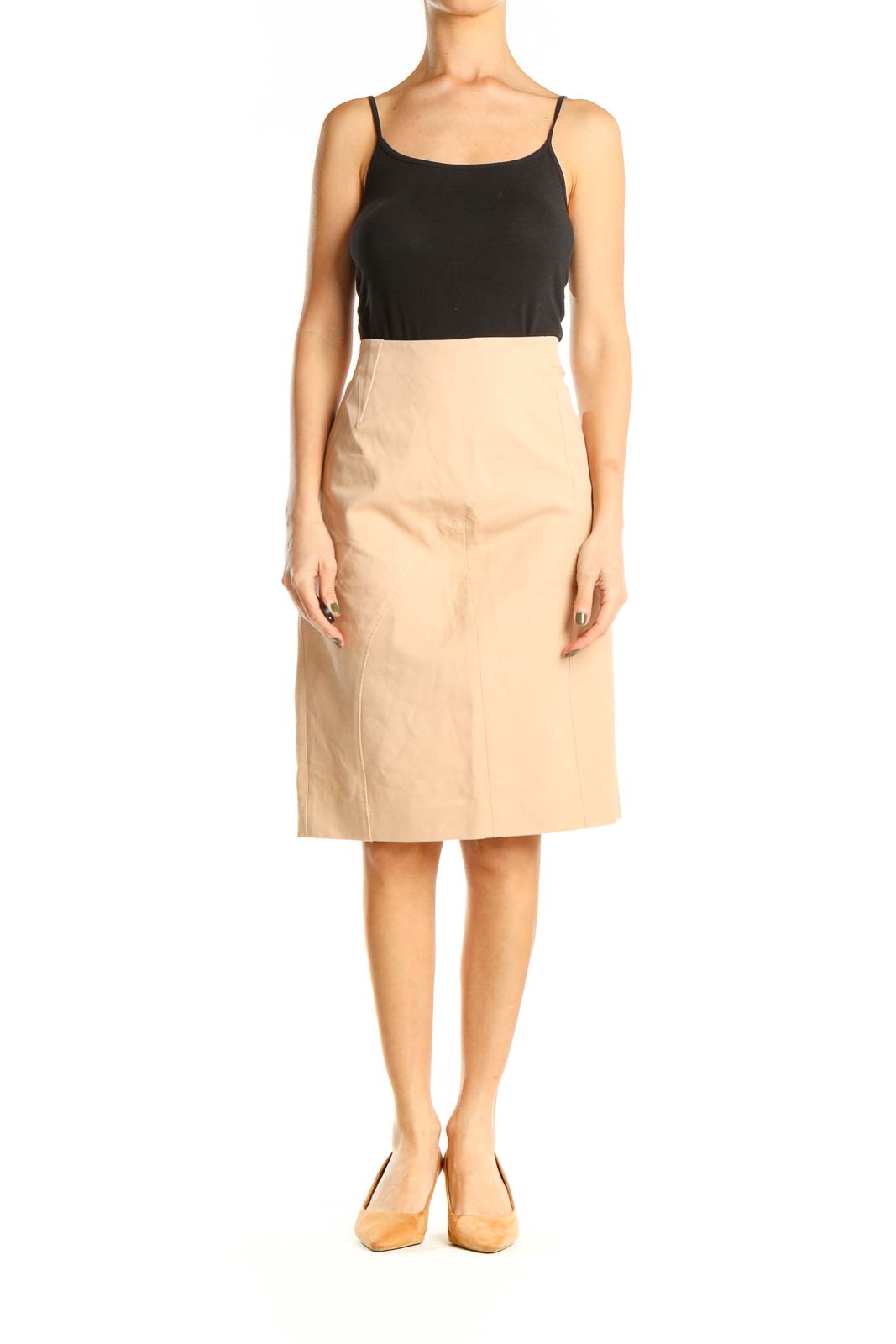 Beige Chic Pencil Skirt