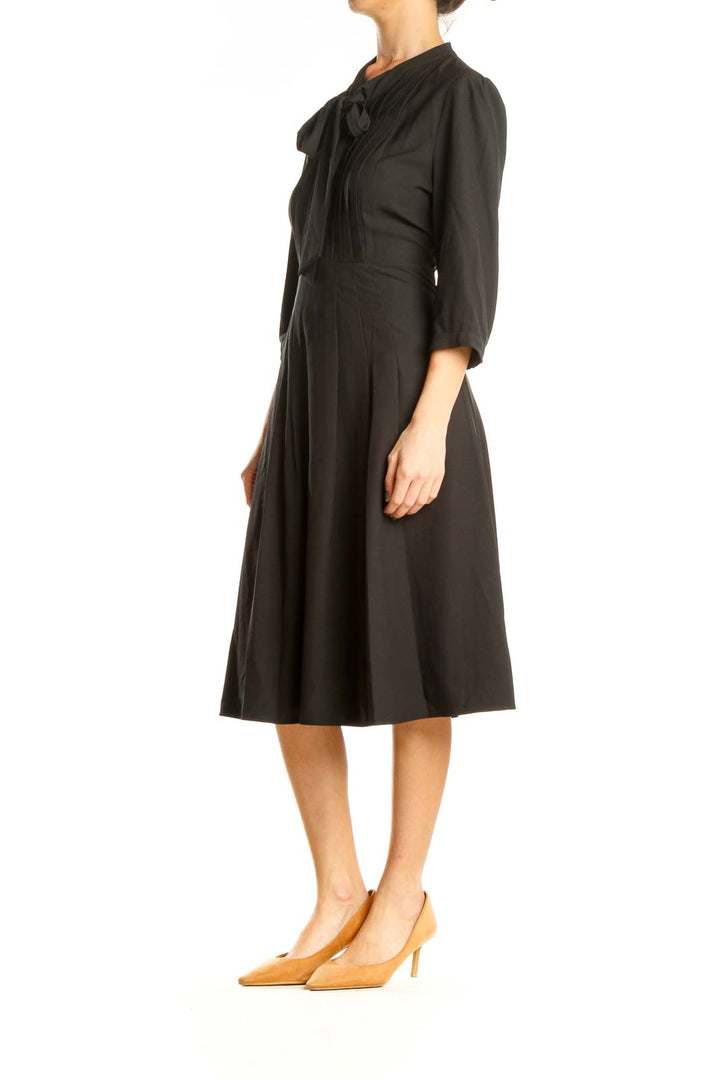 Black Classic Fit & Flare Dress with Neck Tie