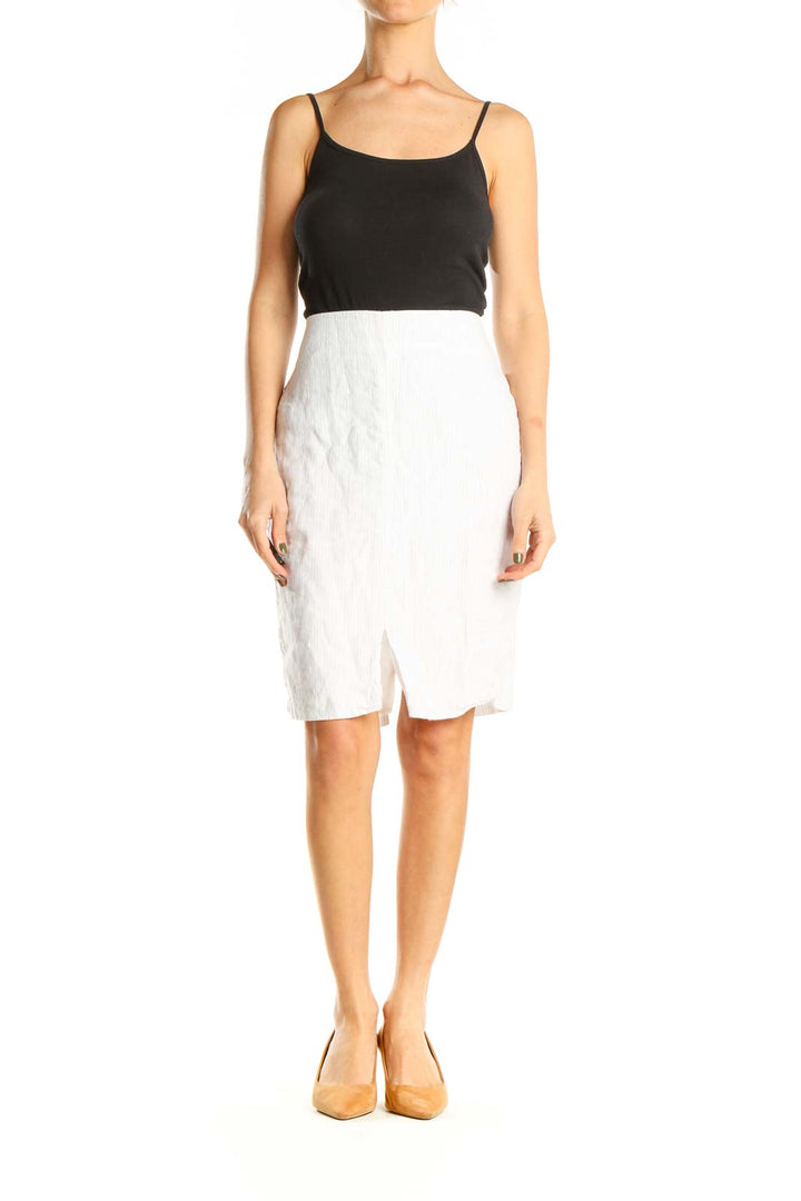 White Striped Brunch Pencil Skirt