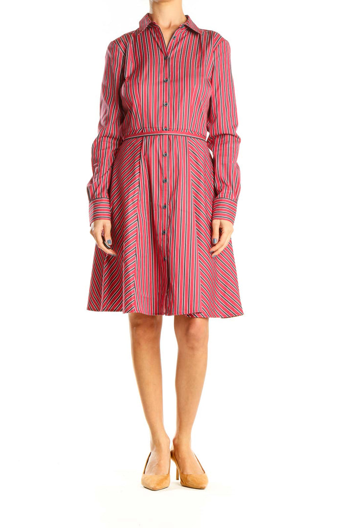 Red Striped Work Fit & Flare Dress