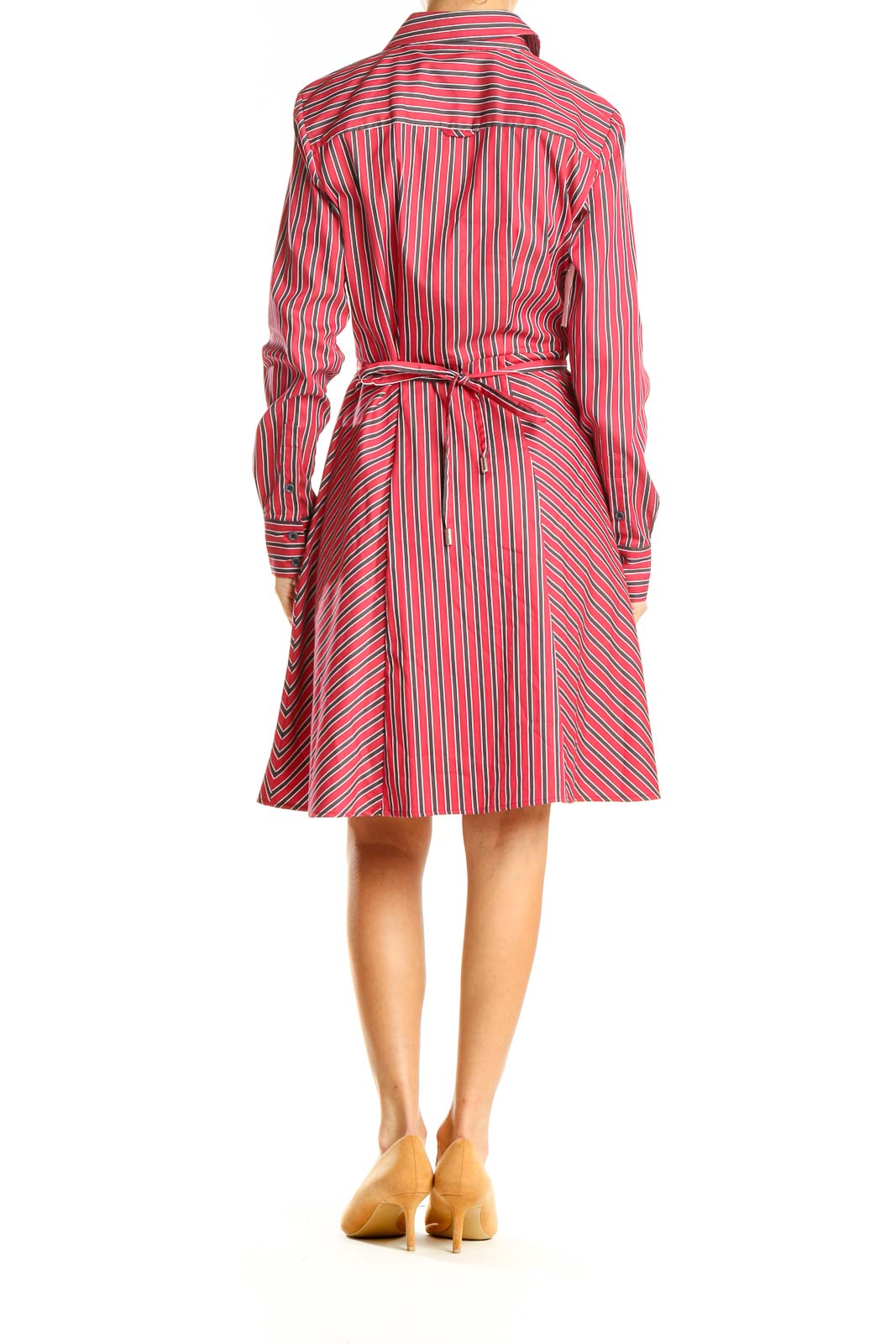 Red Striped Work Fit & Flare Dress