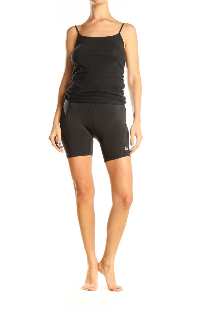 Black Solid Activewear Biker Shorts