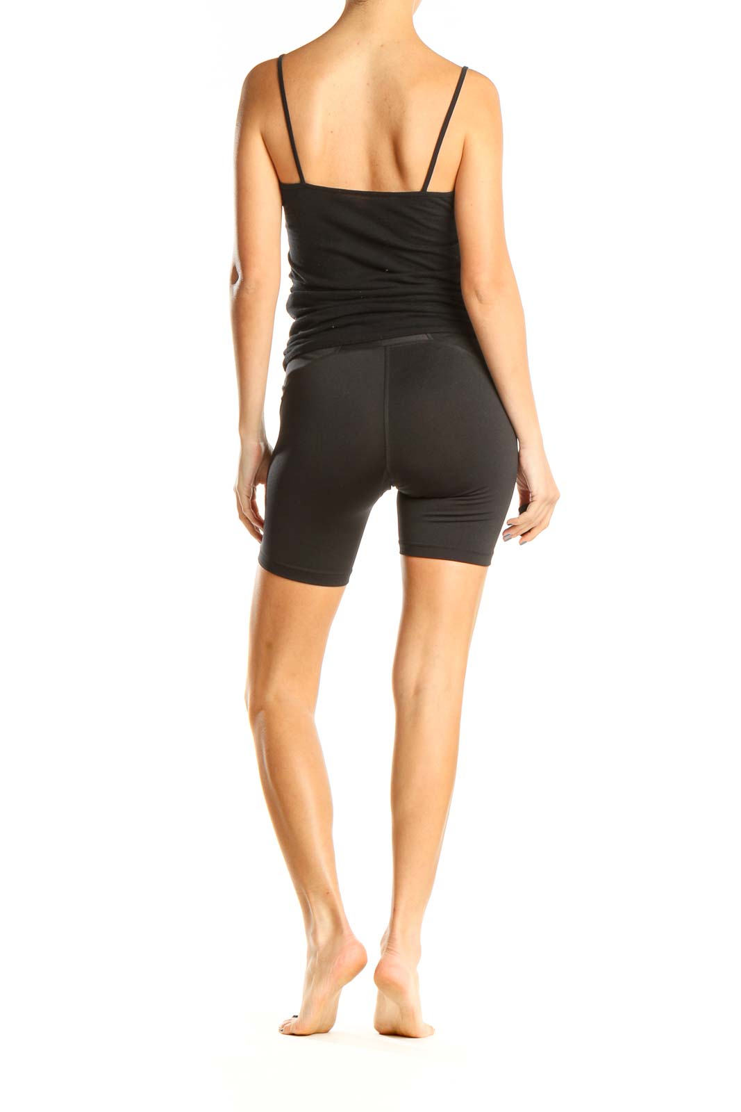 Black Solid Activewear Biker Shorts