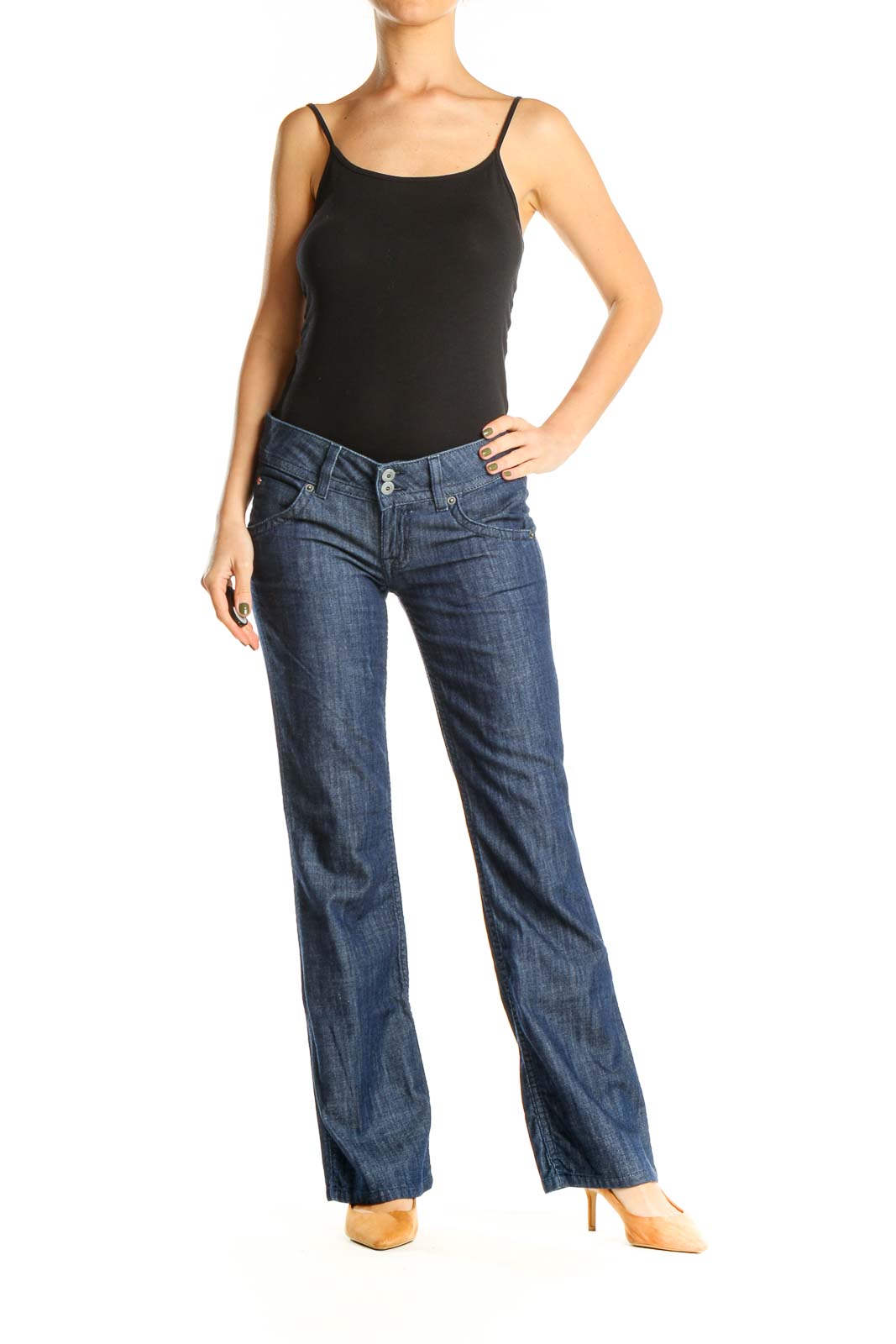 Blue Low Rise Bootcut Jeans