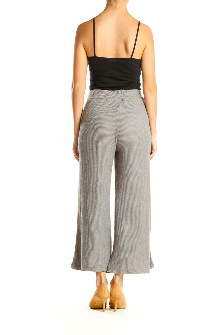 Gray Textured Casual Pants