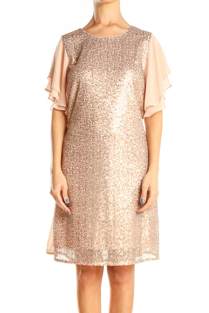 Pink Sequin Classic A-Line Dress