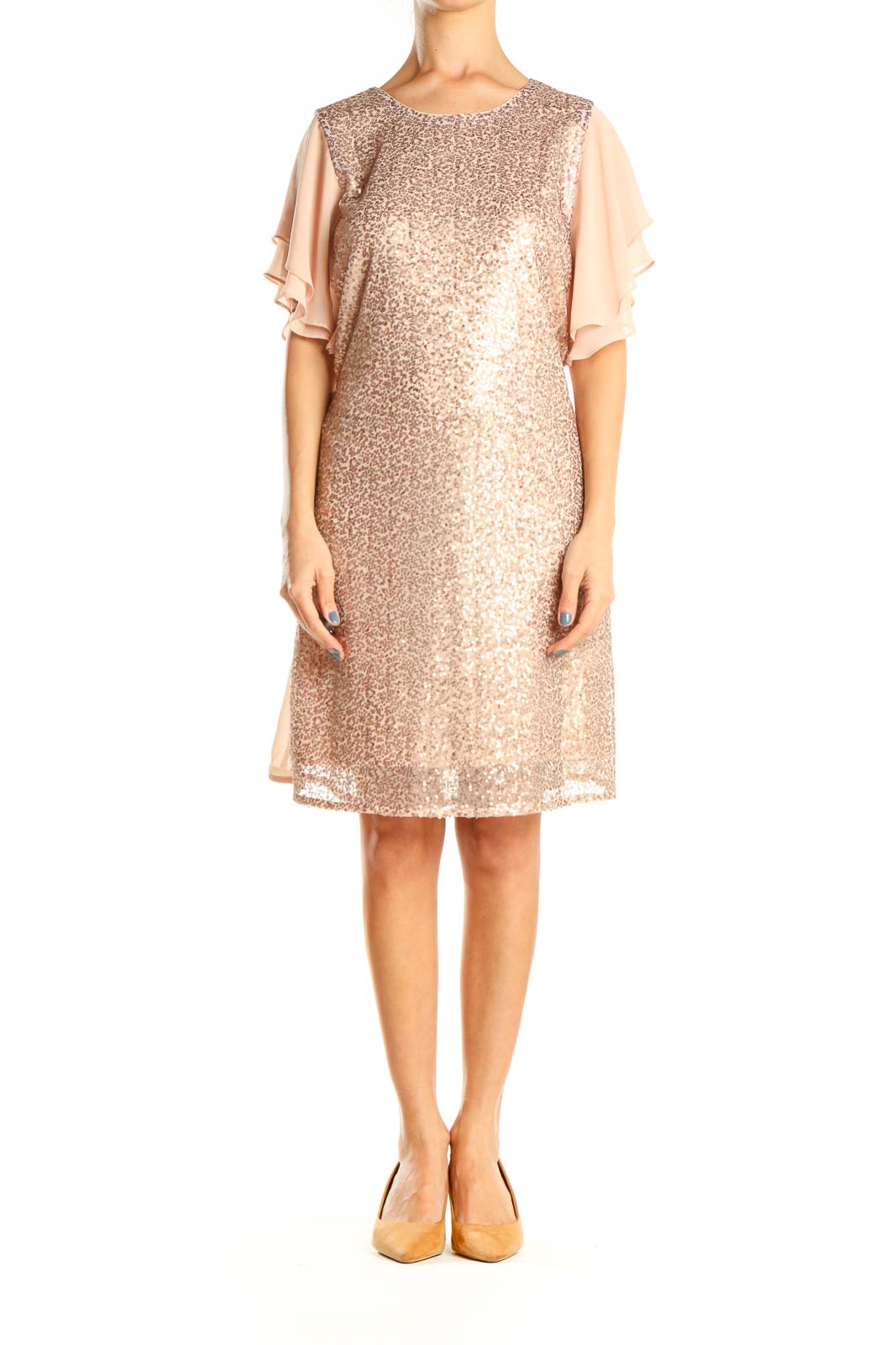 Pink Sequin Classic A-Line Dress