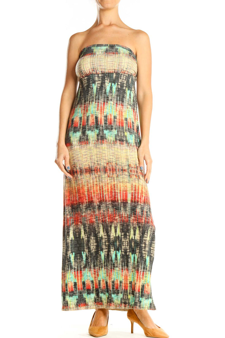 Multicolor Printed Bohemian Column Dress