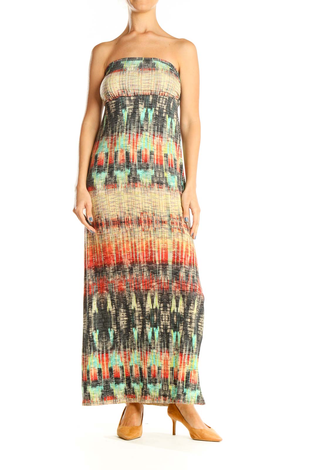 Multicolor Printed Bohemian Column Dress