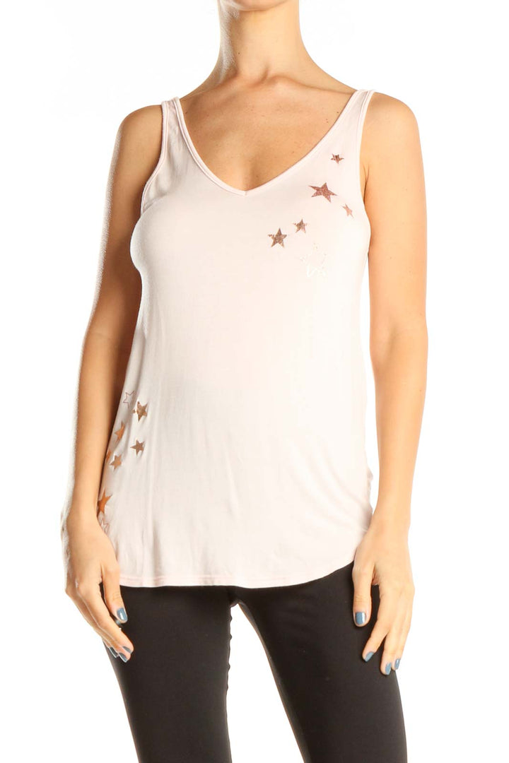 Pink Star Print Tank Top