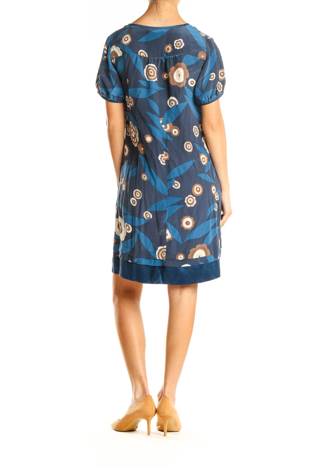 Blue Floral Print Retro Sheath Dress