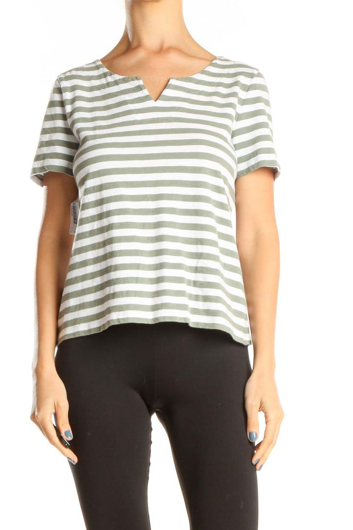 Gray Striped Casual T-Shirt