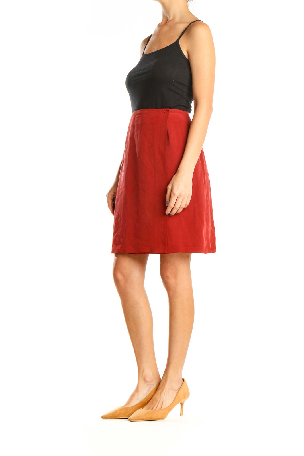 Red Casual Pencil Skirt