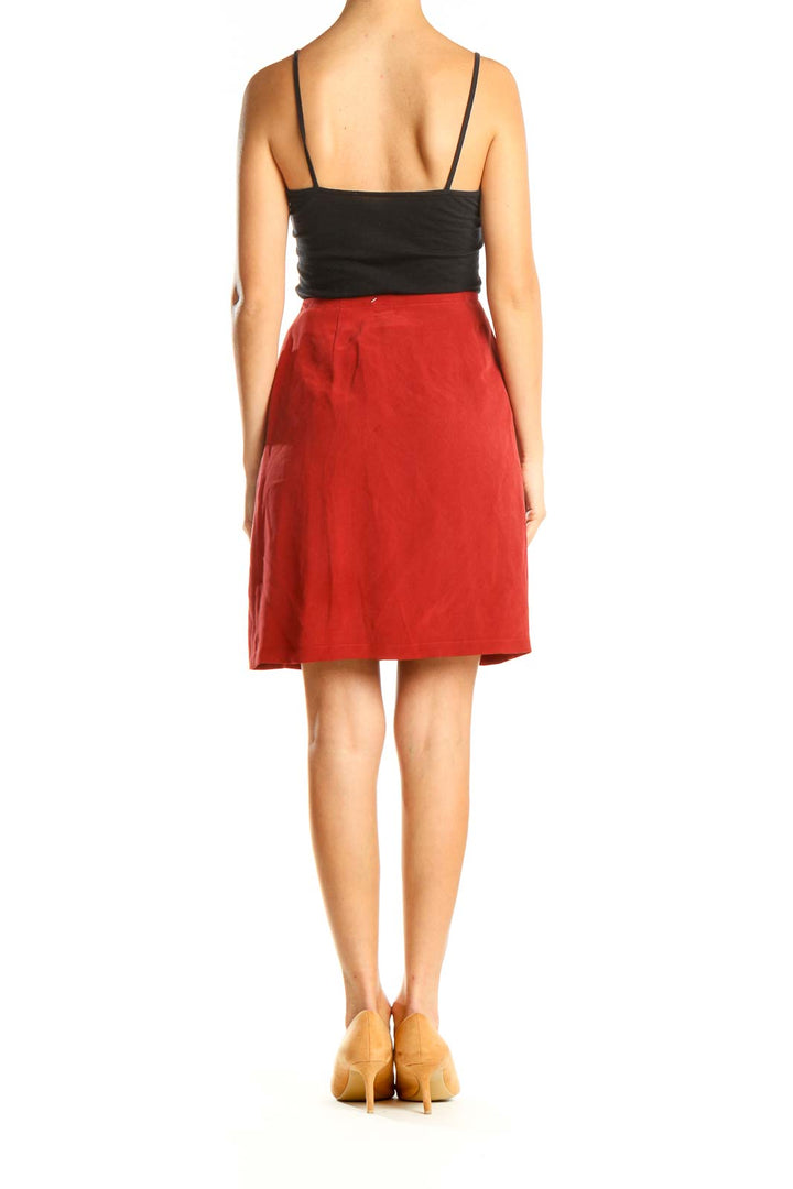 Red Casual Pencil Skirt