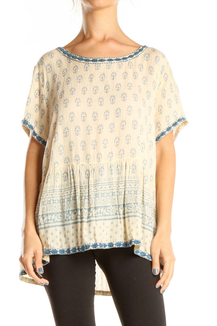 Beige Printed Bohemian Blouse