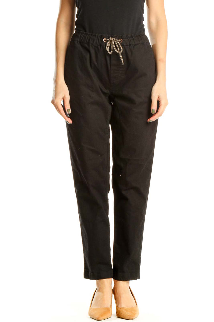 Black Drawstring Casual Pants