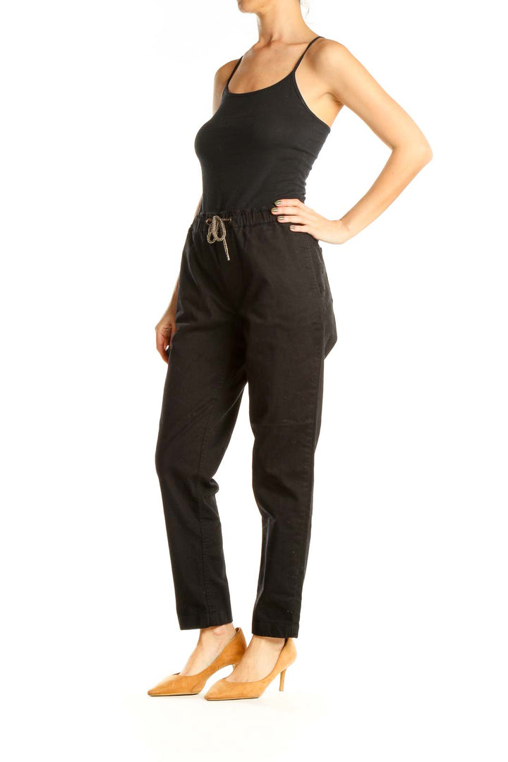 Black Drawstring Casual Pants