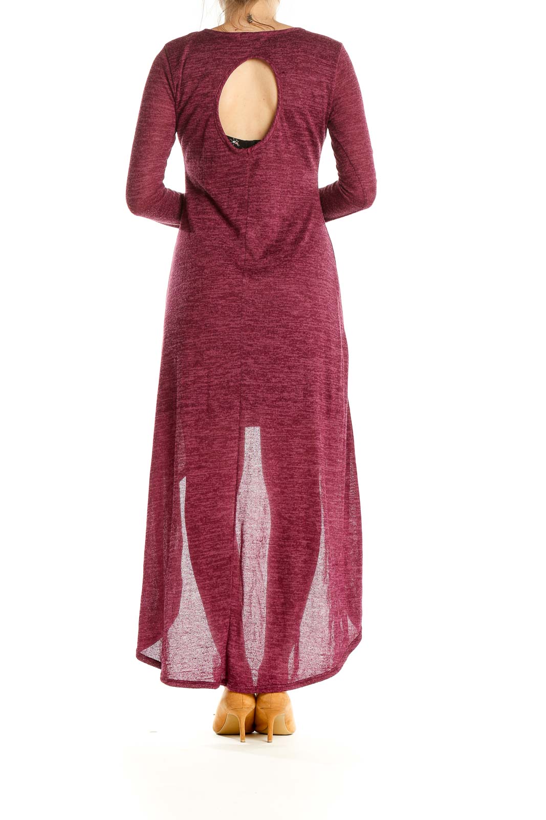 Red Day Long Sleeve High-Low Dress