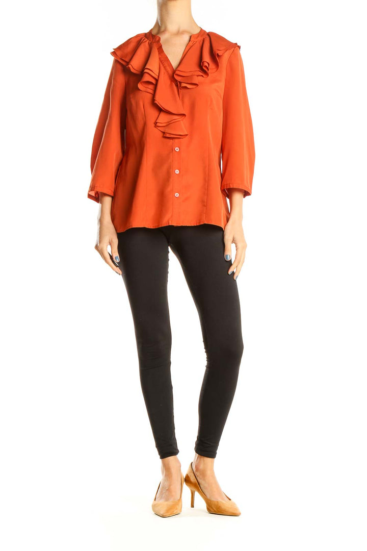 Orange Ruffle Brunch Top