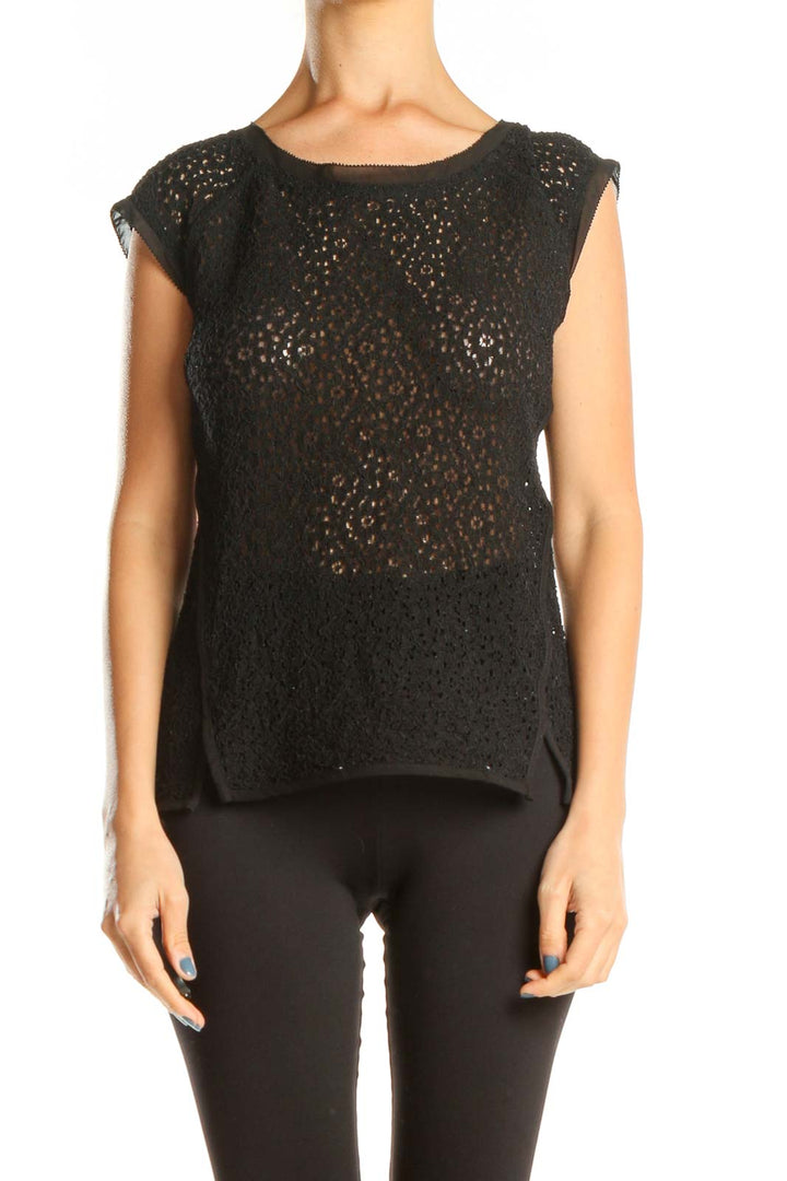 Black Lace Mesh Top