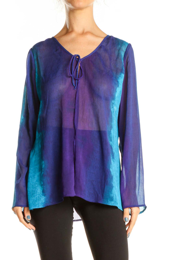 Blue Purple Sheer Retro Party Top