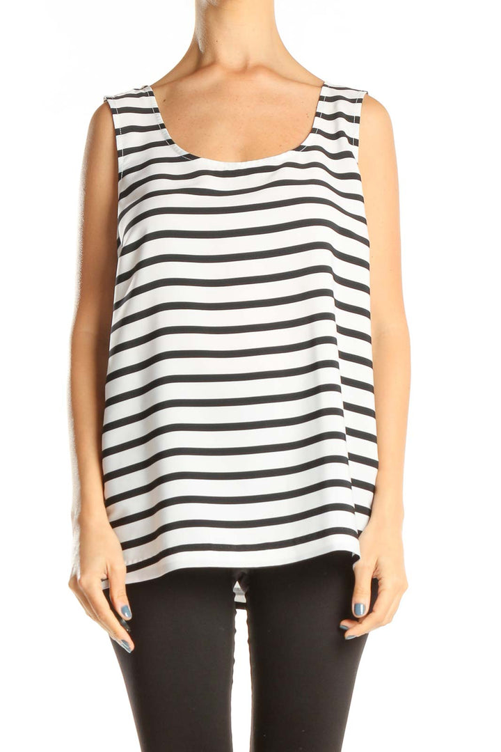 White Striped Casual Top