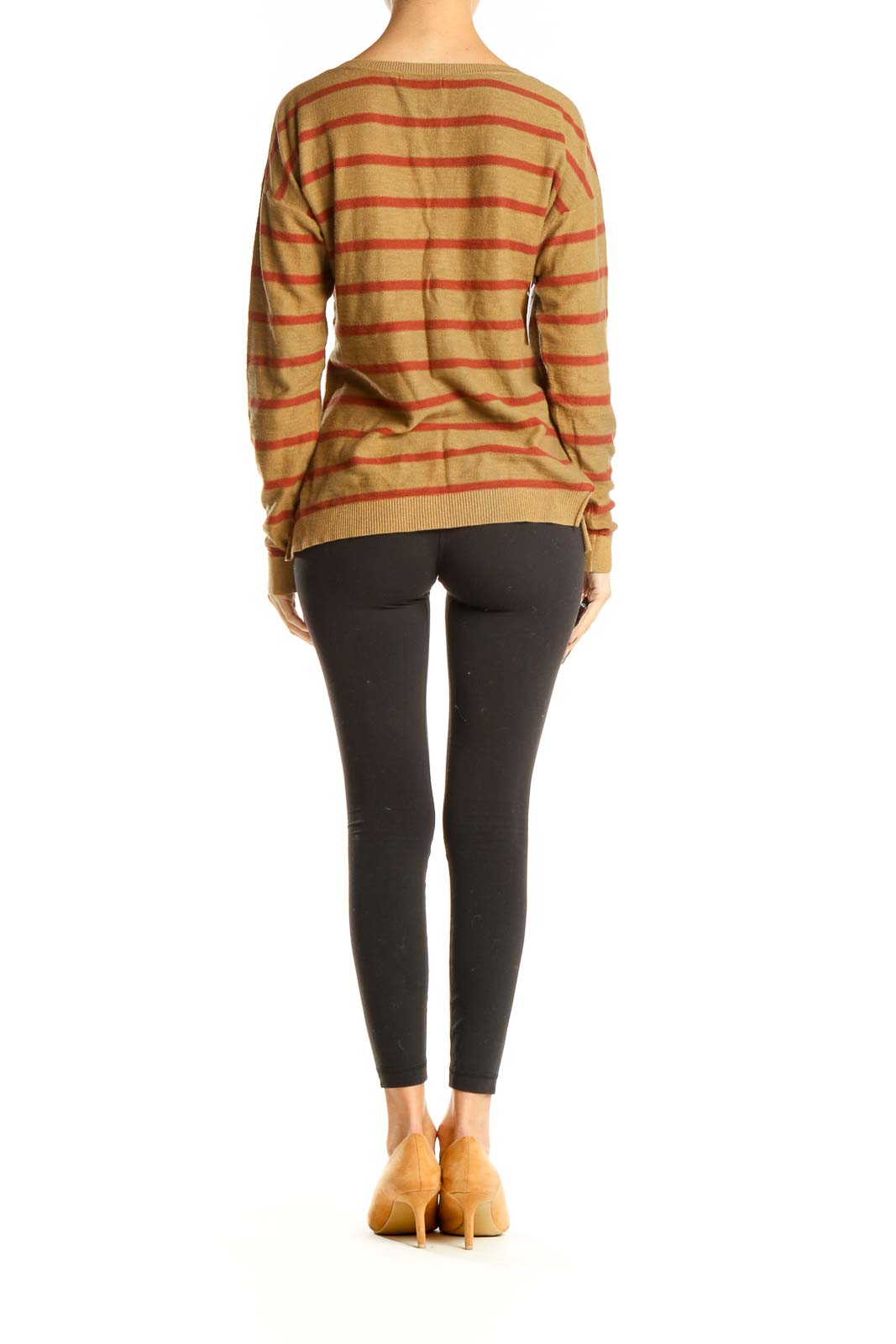 Yellow Red Striped All Day Wear Sweater