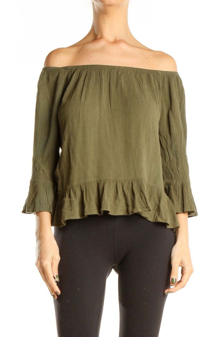 Green Off The Shoulder All Day Wear Top