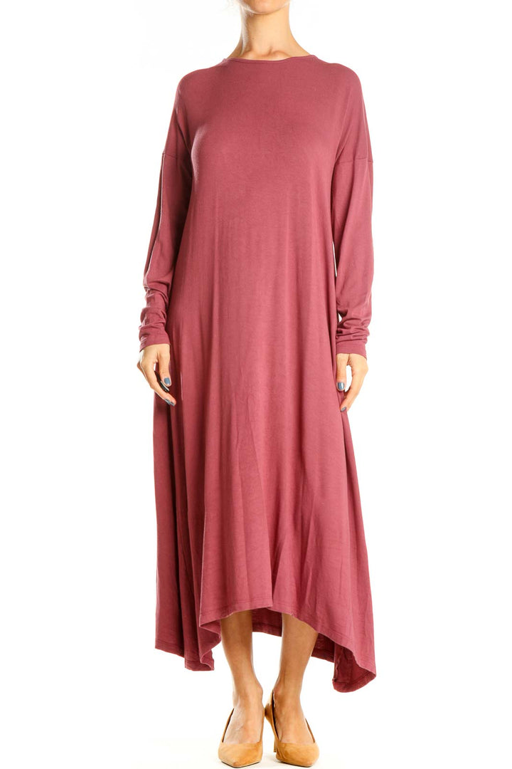 Red Classic Long Sleeve Column Dress