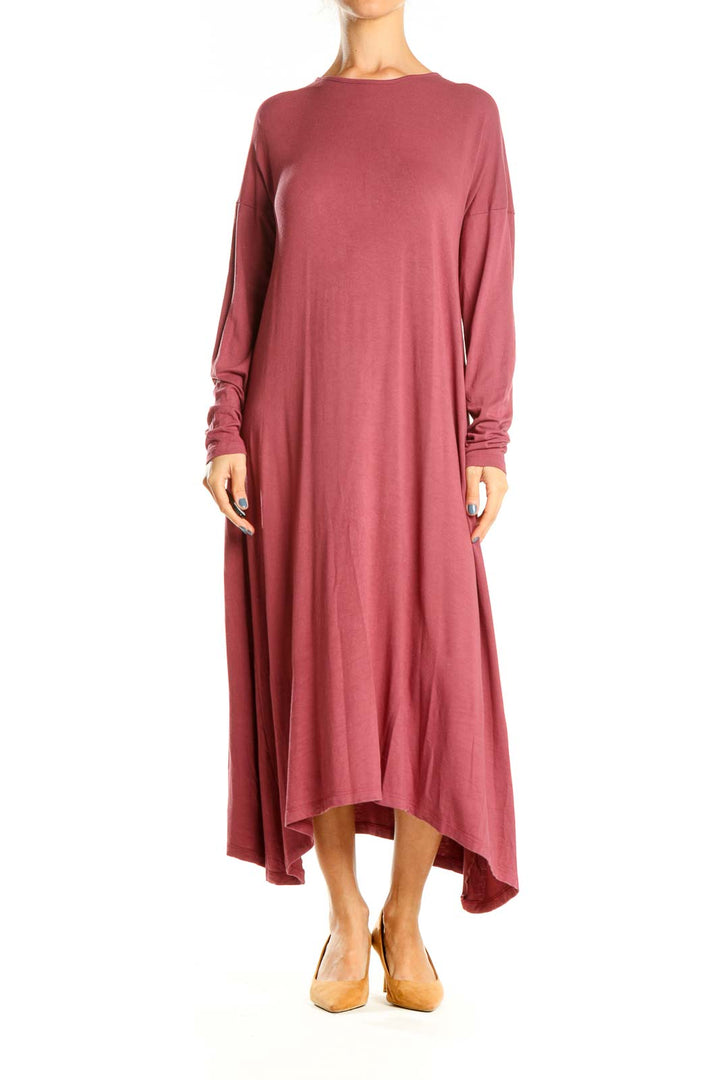 Red Classic Long Sleeve Column Dress