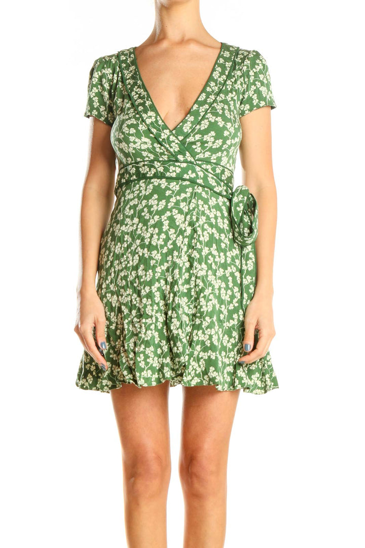 Green Floral Print Day Fit & Flare Dress