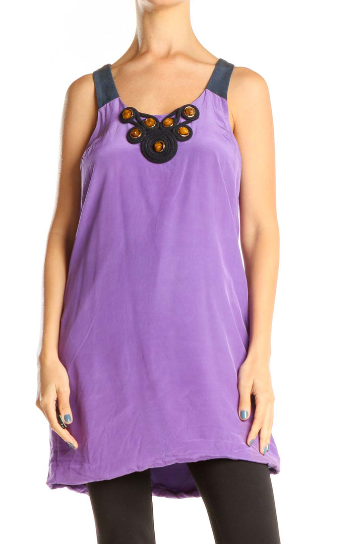 Purple Detailed Designer Shift Dress