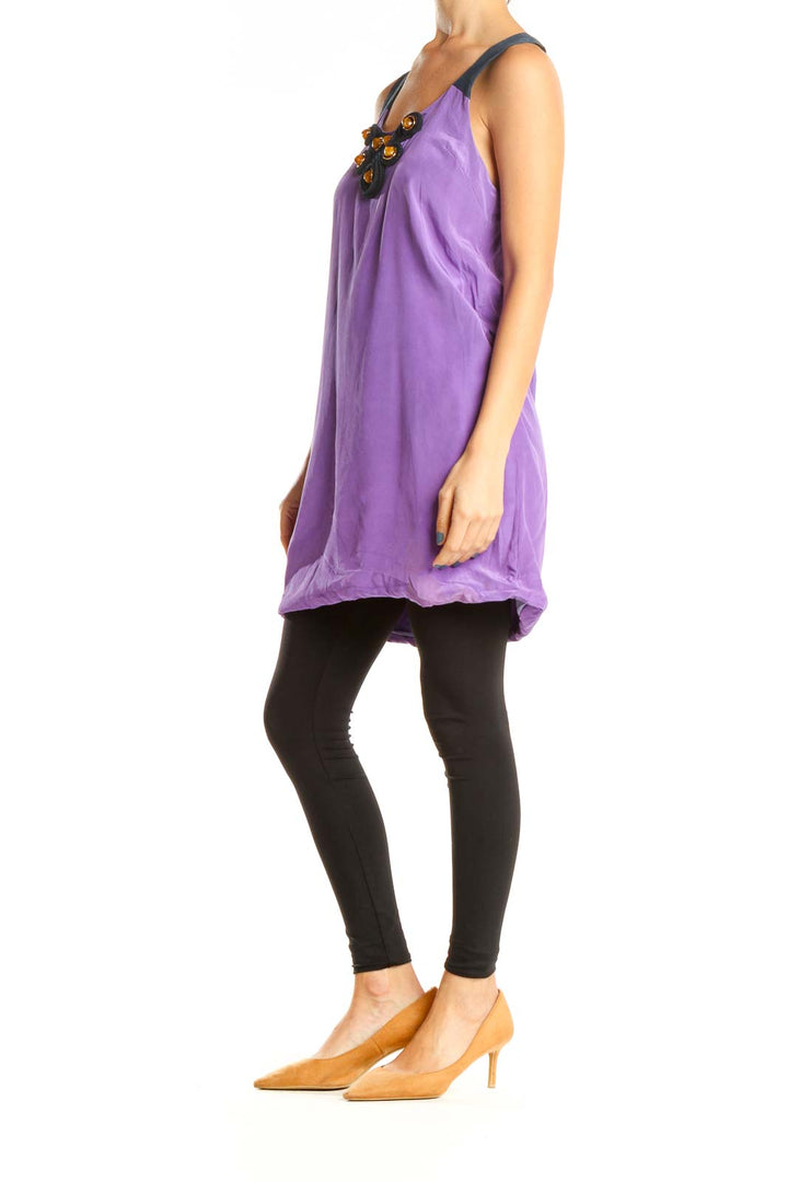 Purple Detailed Designer Shift Dress