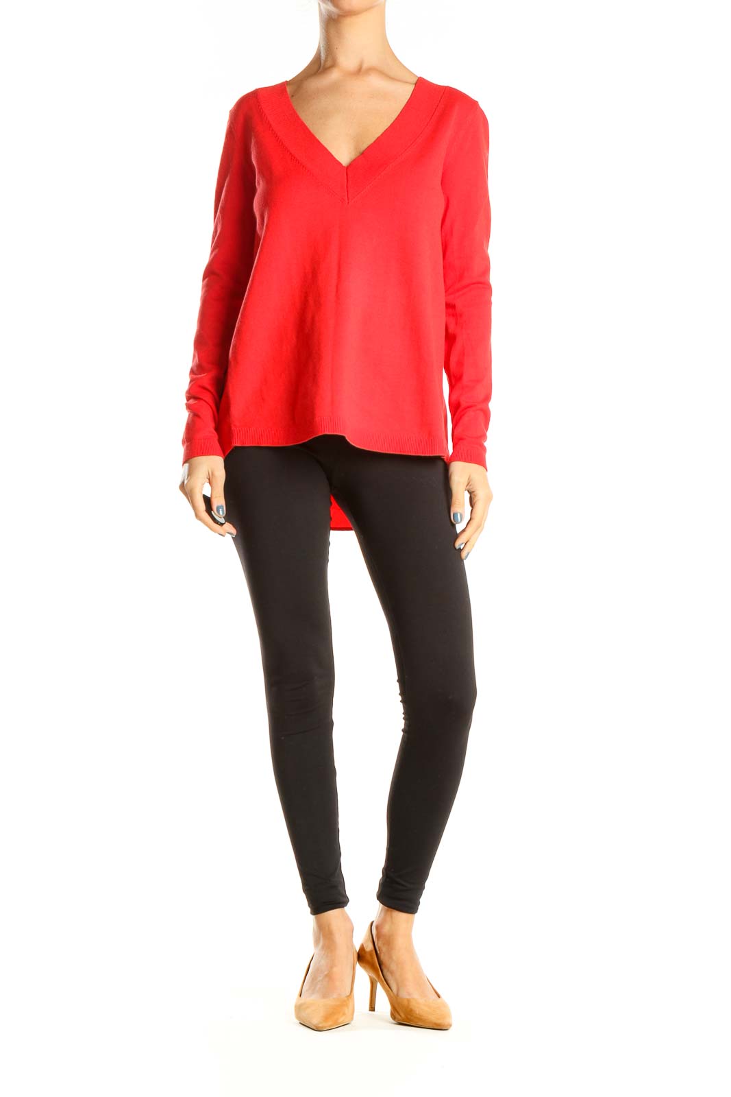 Red Casual Long Sleeve Top