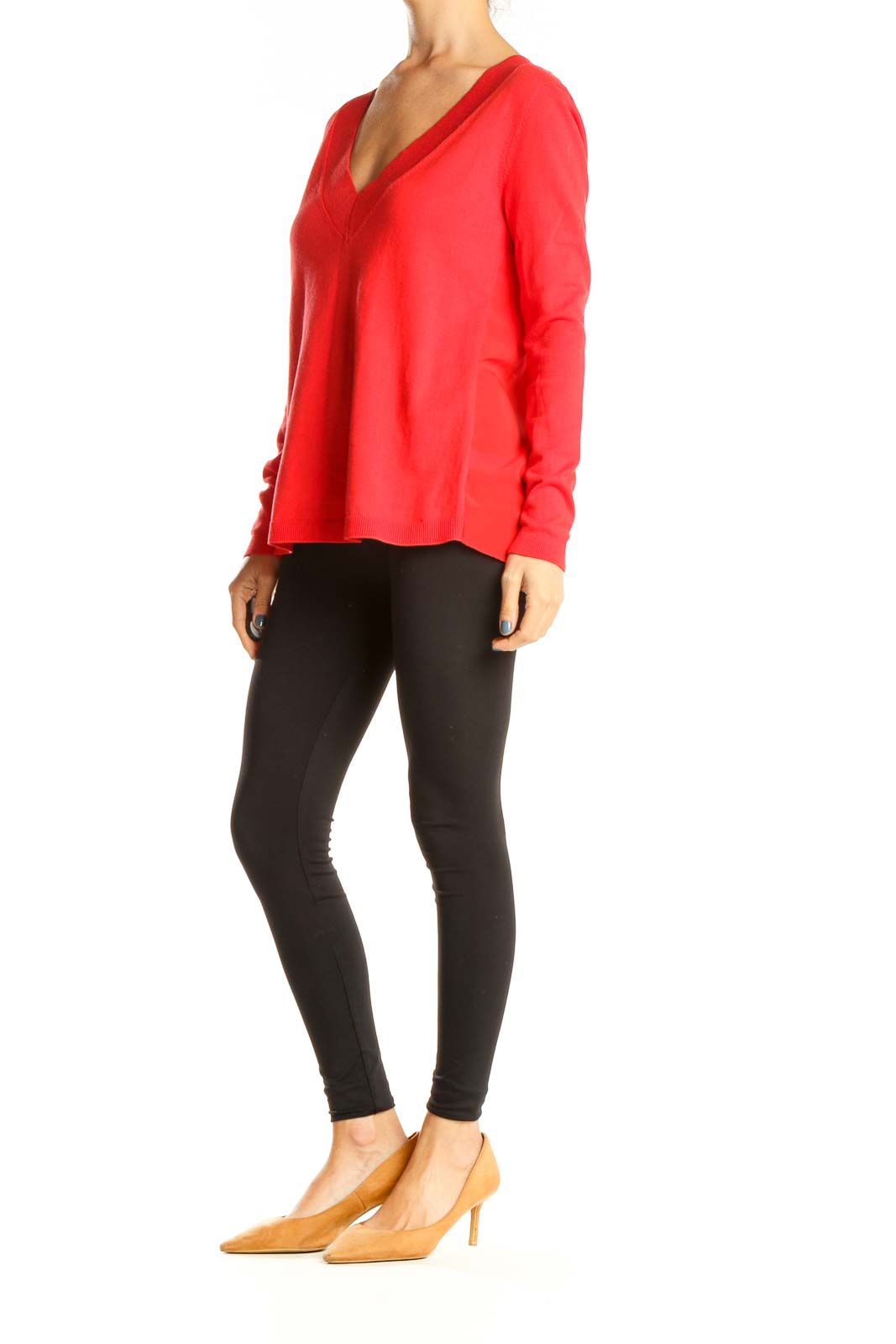 Red Casual Long Sleeve Top