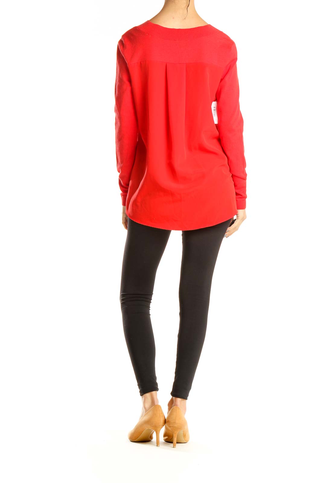 Red Casual Long Sleeve Top