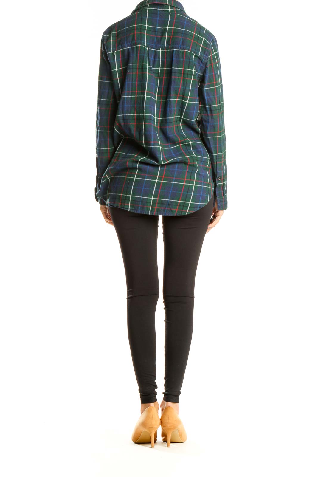 Green Checkered Casual Top