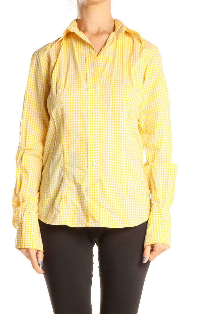 Yellow Checkered Formal Top