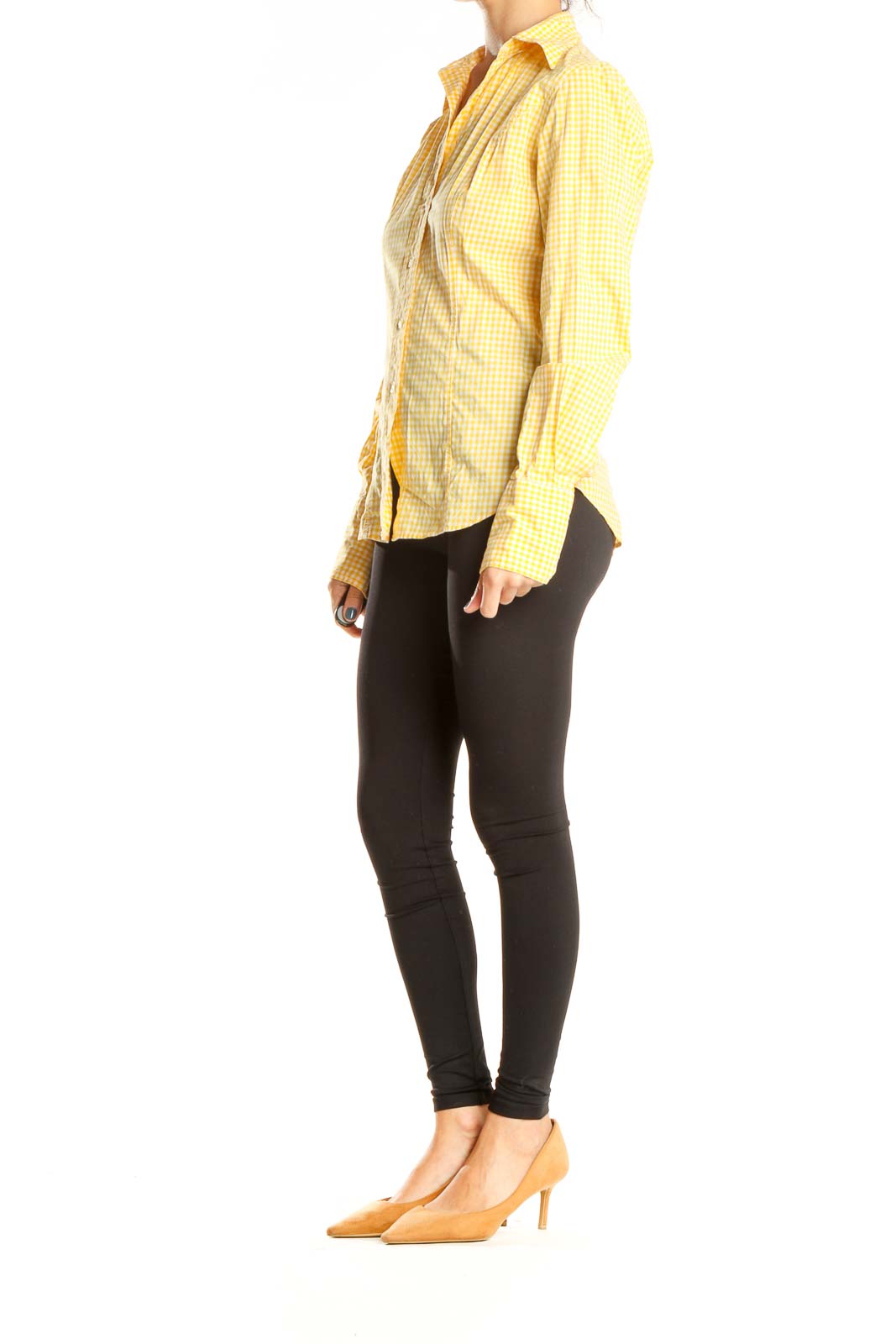 Yellow Checkered Formal Top